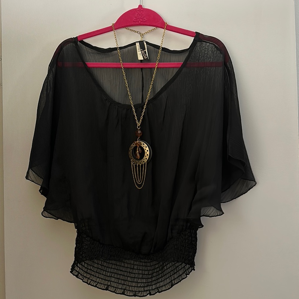 💕 Black Sheer Blouse